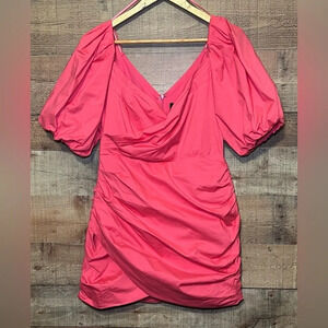 🌻 Do+Be Ruched Puff Sleeve size Large Paridise Pink Dress